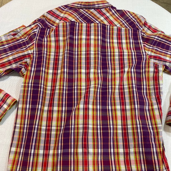 Banana Republic Men's Button Down Plaid Purple Red - Picture 2 of 7